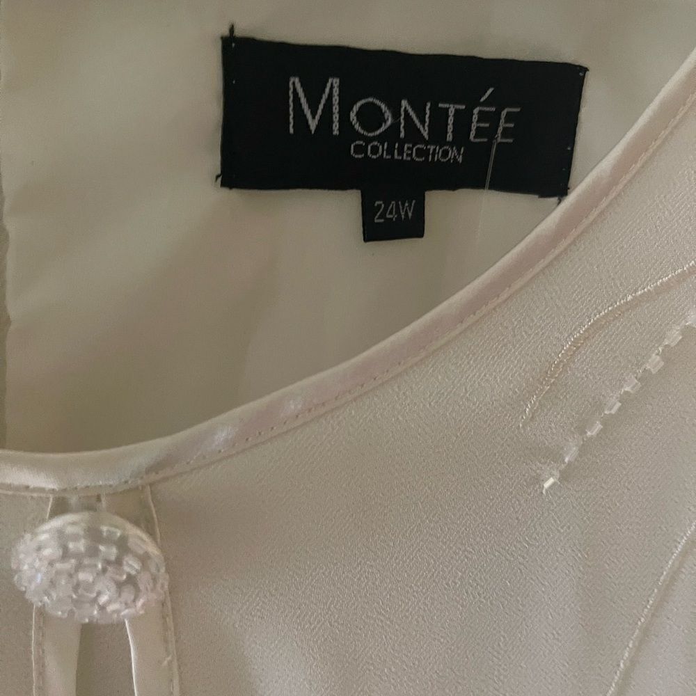 NWT Montée Collection Cream midi Embroidered midi dress beads embroidery SZ24W - Picture 3 of 5